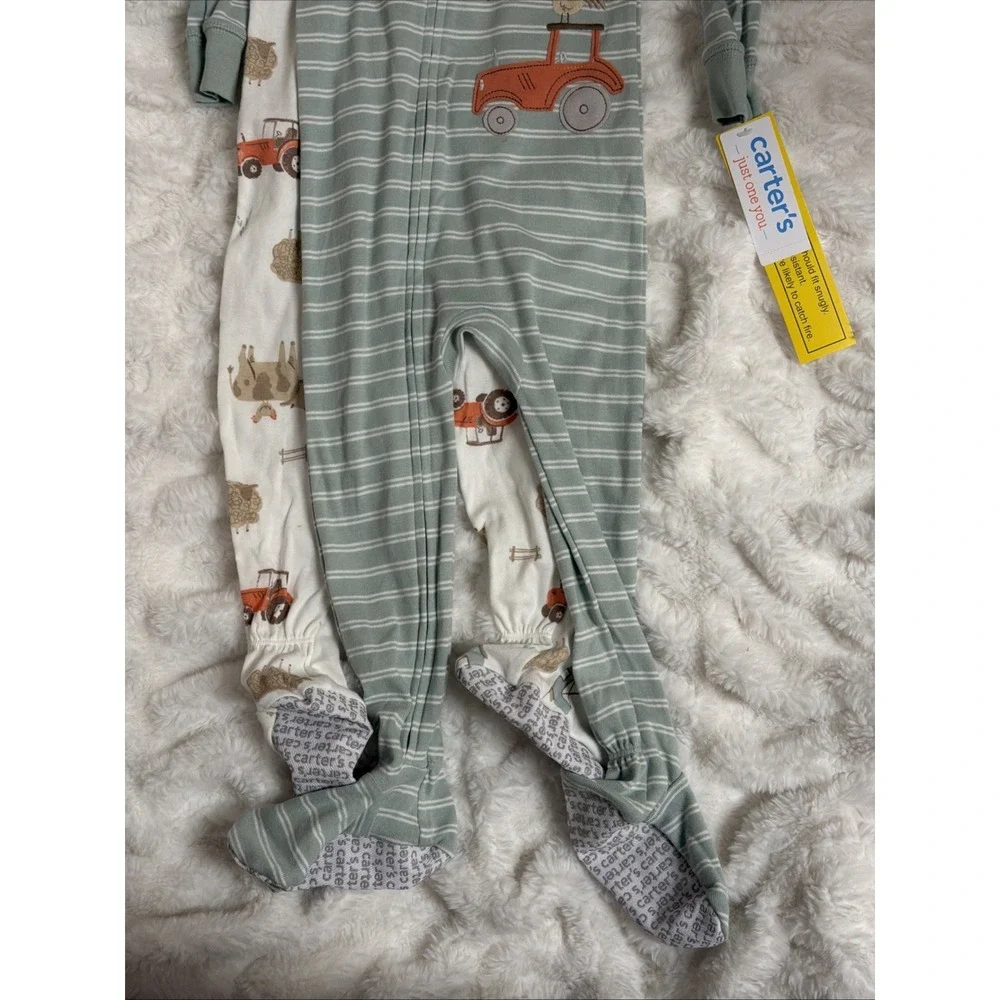 Toddler Boys' Carter's 2-Pack Tractor & Farm Animals Footie Pajamas Size 3T NWT